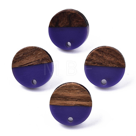 Opaque Resin & Walnut Wood Stud Earring Findings MAK-N032-008A-B02-1