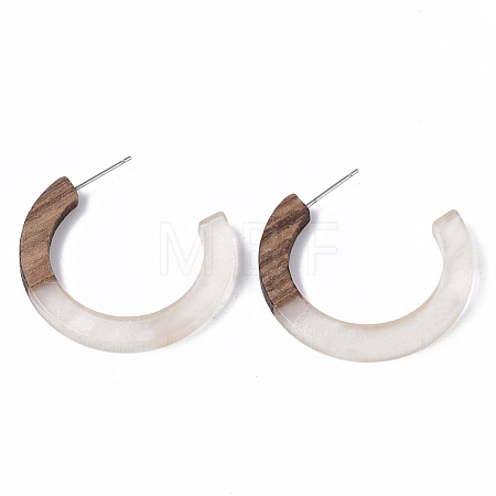 Resin & Walnut Wood Stud Earring Findings RESI-R425-01-A03-1