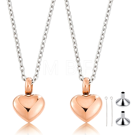 2Pcs 304 Stainless Steel Urn Ashes Pendants STAS-BC0004-38RG-1
