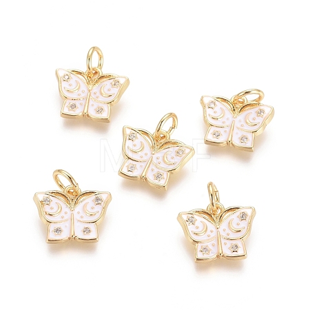 Brass Micro Pave Cubic Zirconia Charms ZIRC-G161-05G-02-1