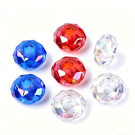 Independence Day Transparent Acrylic European Beads OACR-E033-25M1-1