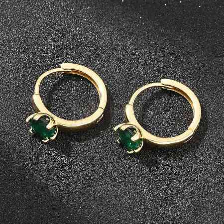 Brass Micro Pave Cubic Zirconia Hoop Earrings EJEW-P346-04G-01-1