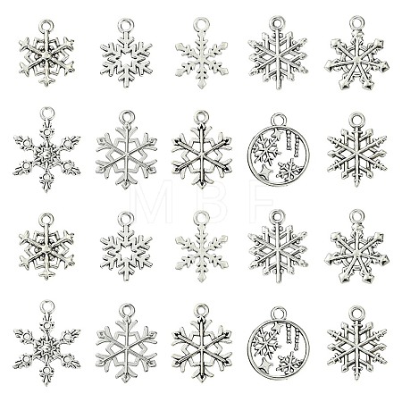 60Pcs 10 Styles Tibetan Style Alloy Pendants FIND-FS0002-21-1