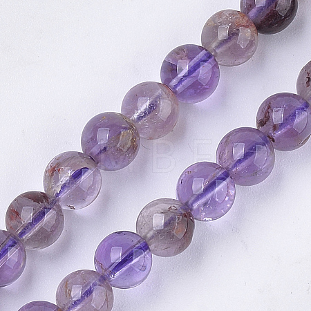 Natural Purple Phantom Quartz Purple Lodolite Quartz Beads Strands X-G-S333-6mm-030-1