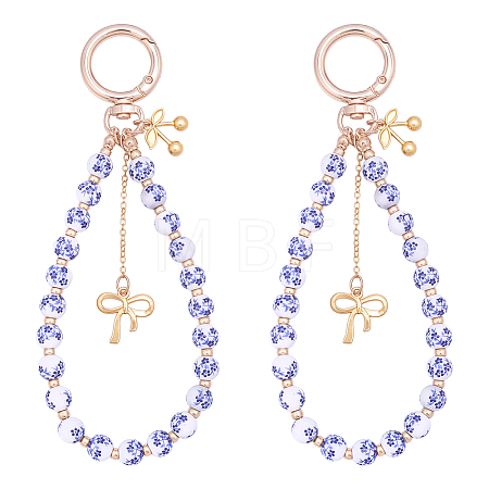 2Pcs Zinc Alloy Ceramic Beads Mobile Straps AJEW-ME0002-83A-1