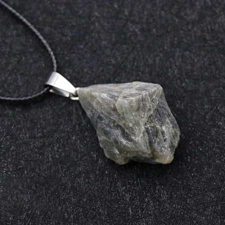 Natural Labradorite Raw Rough Nuggets Pendant Necklace FS-WG50F2C-15-1