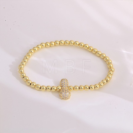 Brass Micro Pave Clear Cubic Zirconia Beaded Stretch Bracelets for Women FS-WGB95F4-18-1