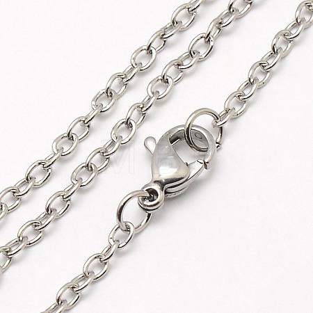 Tarnish Resistant Trendy Unisex 304 Stainless Steel Cable Chain Necklaces NJEW-M057-B-01-1