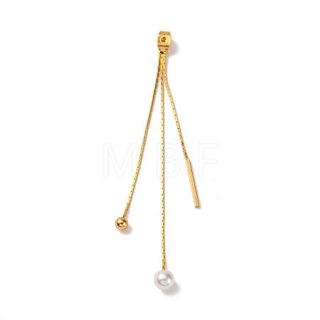 Brass with ABS Plastic Imitation Pearl Charm Ear Nuts KK-G510-11G-1