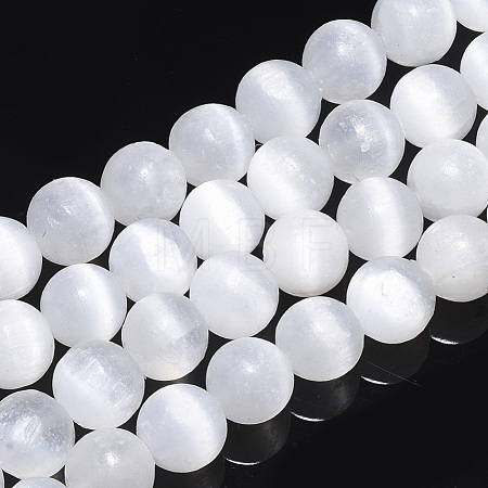 Natural Selenite Beads Strands G-S366-027D-1