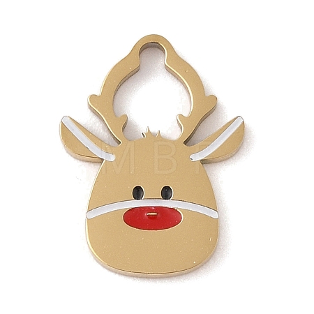 Christmas Theme Ion Plating(IP) 304 Stainless Steel Enamel Pendants STAS-Z083-09G-01-1