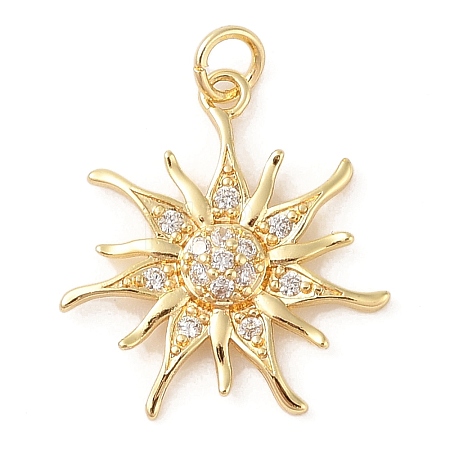 Brass Micro Pave Clear Cubic Zirconia Pendants ZIRC-P121-05D-G-1
