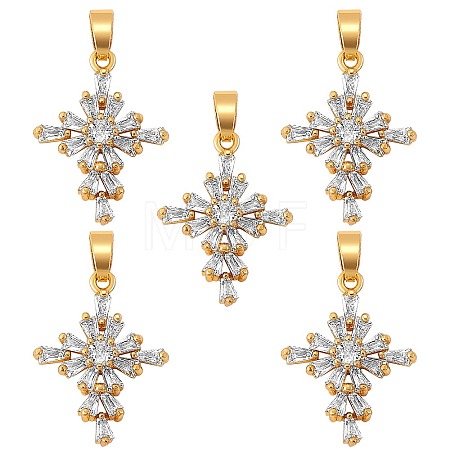 5Pcs Brass Micro Pave clear Cubic Zirconia Pendants ZIRC-SZ0002-59-1
