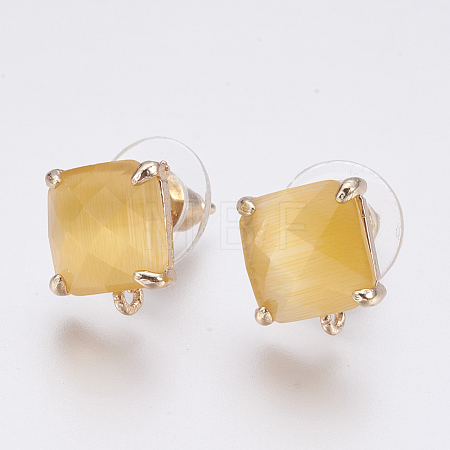 Faceted Glass Stud Earring Findings GLAA-F084-C04-1