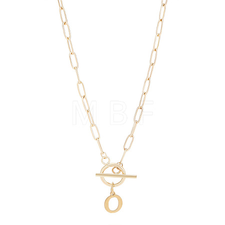 304 Stainless Steel Letter Pendant Necklaces NJEW-LP0001-52O-G-1