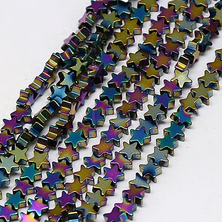 Electroplate Non-magnetic Synthetic Hematite Beads Strands G-J173-4x4mm-08-1