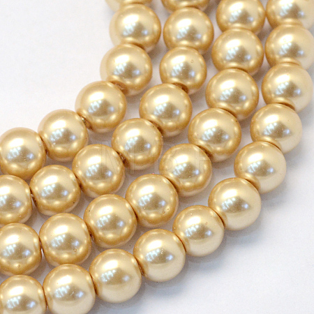 Baking Paint Pearlized Glass Pearl Round Bead Strands HY-Q003-10mm-42-1