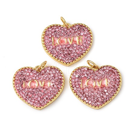 Brass Rhinestone Pendants KK-C143-39G-01-1