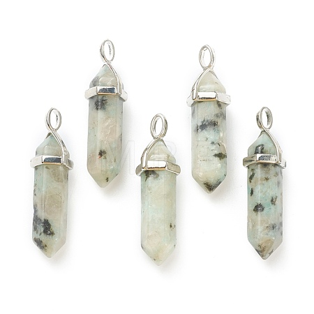 Natural Sesame Jasper Pointed Pendants G-M378-01P-A11-1