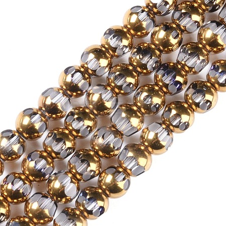 Electroplate Glass Beads Strands EGLA-Q128-04A-FP07-1