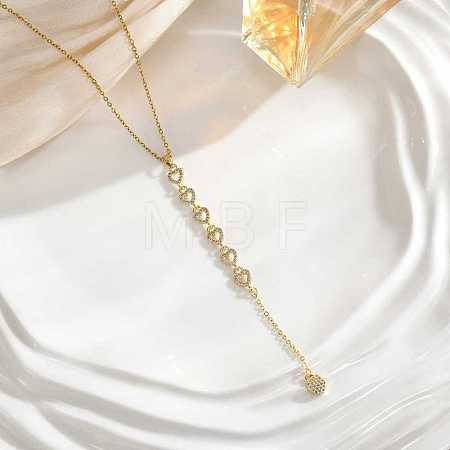 Brass Micro Pave Clear Cubic Zirconia Long Tassel Necklaces for Women WGF2BEF-03-1