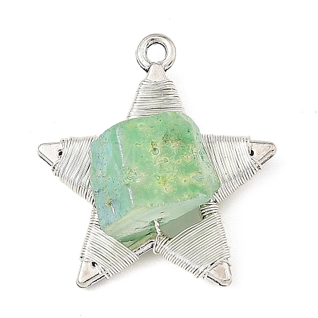 Electroplated Natural Quartz Faceted Copper Wire Wrapped Pendants PALLOY-TA00443-02-1
