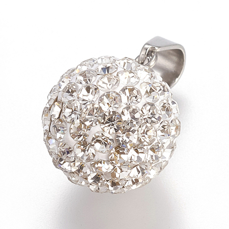 Trendy Jewelry Findings 201 Stainless Steel Round Disc Ball Pendants STAS-L012-E30P-1