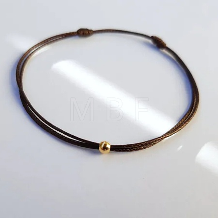 Brass Round Ball Polyester Cord Braided Bracelets QR8302-1-1