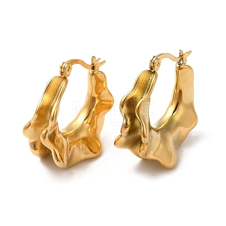 Ion Plating(IP) 304 Stainless Steel Twist Teardrop Hoop Earrings EJEW-K244-31G-1