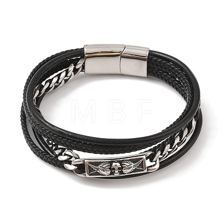 Braided Microfiber Leather Multi-strand Bracelets BJEW-B096-08B-1