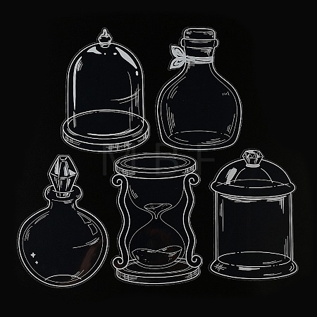 20Pcs 5 Styles PET Plastic Waterproof Self-Adhesive Lace Bottle Stickers AJEW-Z024-02A-1