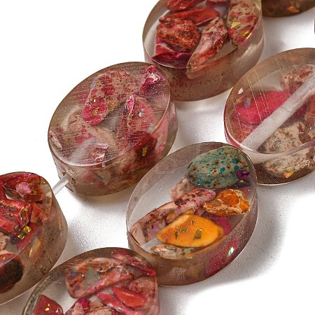 Dyed Natural Imperial Jasper with Resin Beads Strands G-G083-A03-01-1