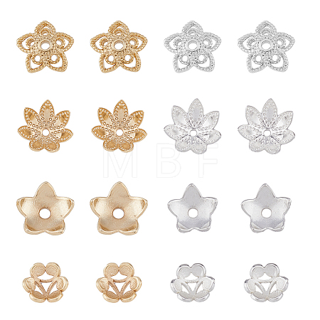 32Pcs 8 Style Brass Bead Cap KK-FH0006-60-1