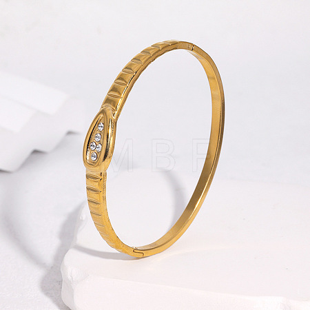 304 Stainless Steel Rhinestone Hinged Bangles for Women FS-WGE0196-02-1