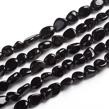 Natural Black Tourmaline Beads Strands X-G-D0002-B39-1