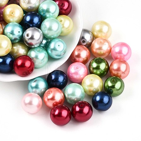 Baking Paint Pearlized Glass Pearl Beads X1-HY-Q003-14mm-M01-1