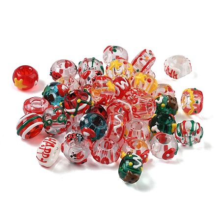 Christmas Glass European Beads LAMP-F132-02-1