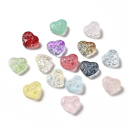 Spray Painted Transparent Glass Beads GLAA-J102-06-1