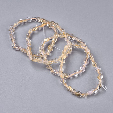Natural Citrine Bead Stretch Bracelets BJEW-K213-66-1