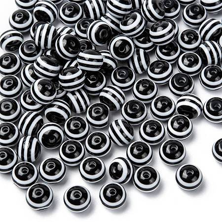 Round Striped Resin Beads X-RESI-R158-10mm-11-1
