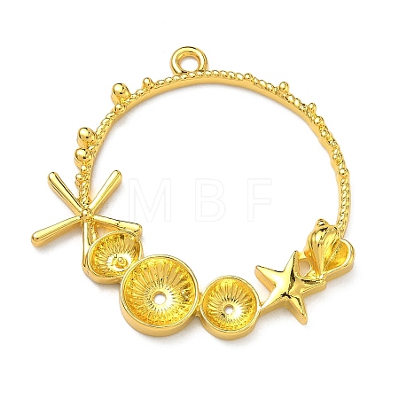 Ocean Theme Alloy Open Back Bezel Pendants PALLOY-F321-03G-G-1