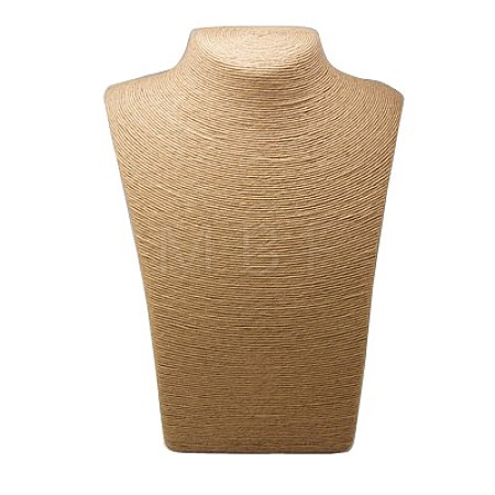 Woven Straw Rope Necklace Display Bust NDIS-C003-1-1