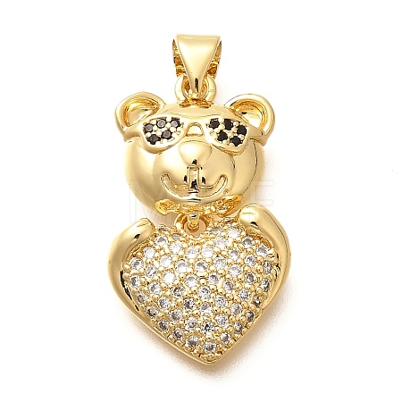 Rack Plating Brass Micro Pave Clear Cubic Zirconia Pendants KK-M309-39E-G-1