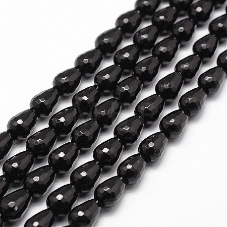 Natural Black Onyx Beads Strands G-P161-25-14x10mm-1