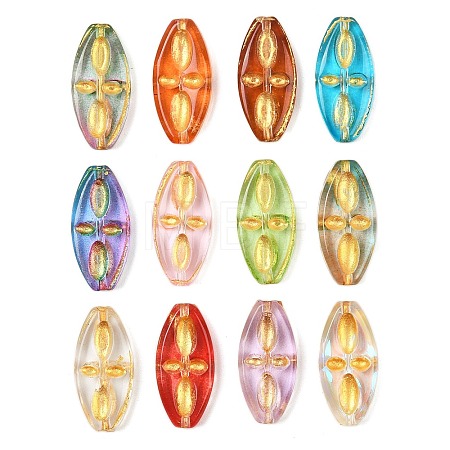 Baking Paint and Golden Metal Enlaced Glass Beads X-DGLA-T004-11M-1