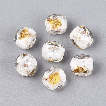 Handmade Gold & Silver Foil Glass Beads FOIL-Q003-01J-1