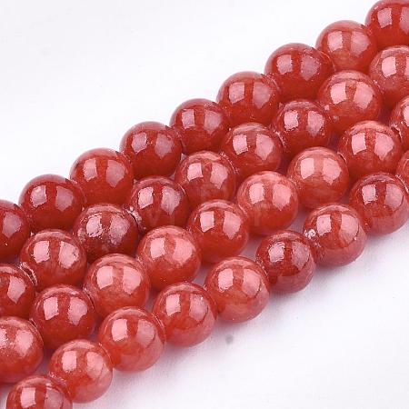 Natural Dyed Yellow Jade Gemstone Bead Strands G-R271-6mm-YXS16-1