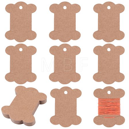 80Pcs Bone Shape Paper Thread Winding Boards SENE-SC0001-09B-1