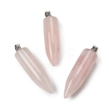 Natural Rose Quartz Pointed Pendants G-F820-12V-1