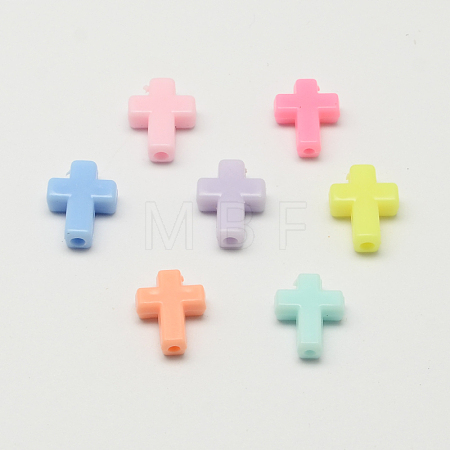 Opaque Acrylic Cross Beads X-SACR-Q100-M041-1